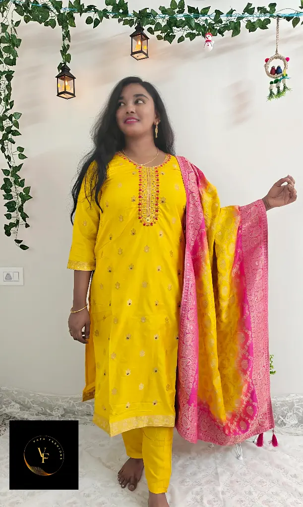 Ethnic Dress With Bhandini Dupatta